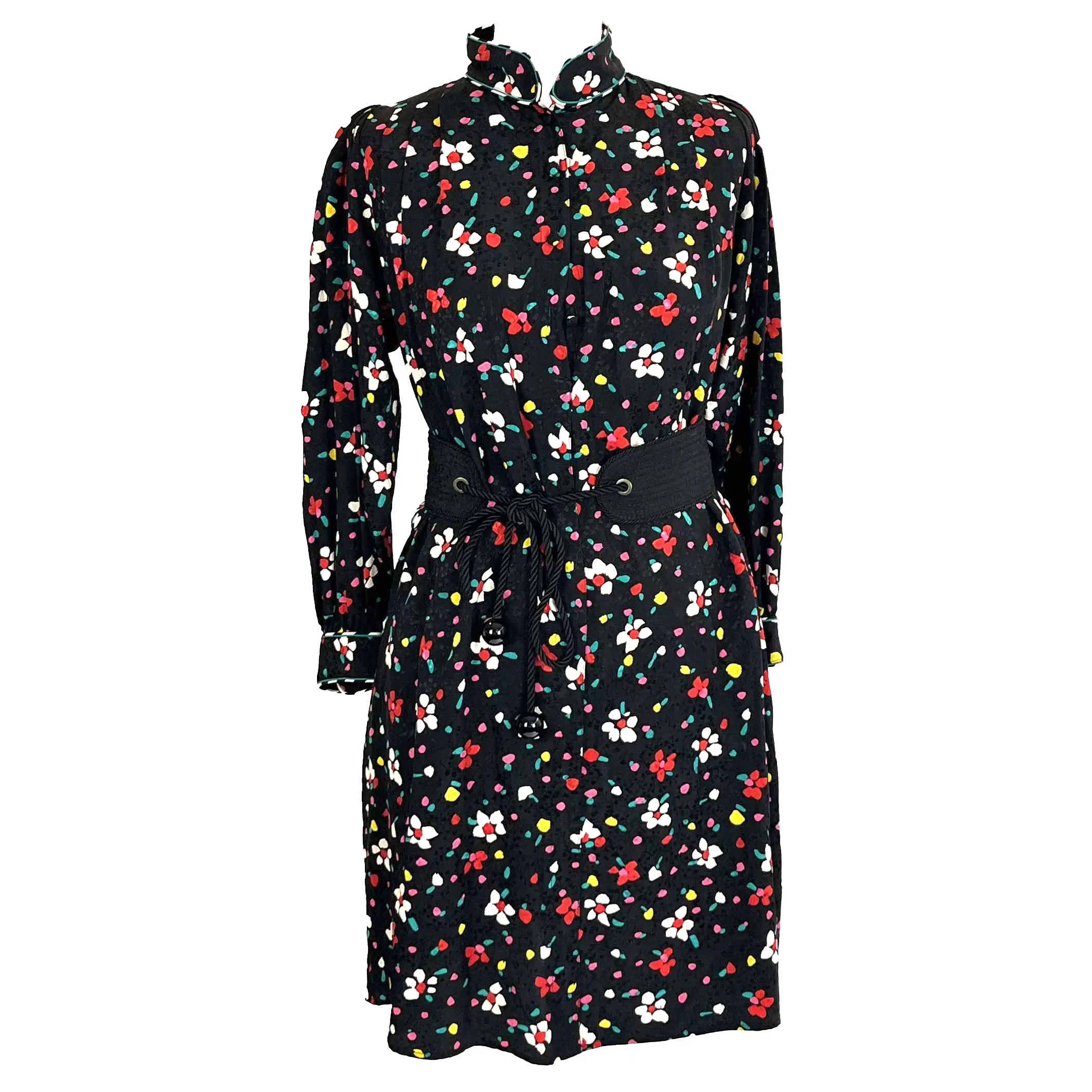 Marc Jacobs Brand New Black Floral Silk Midi Dress XXS/XS