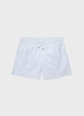 Men's Drawstring Swim Short in White/Cool Blue