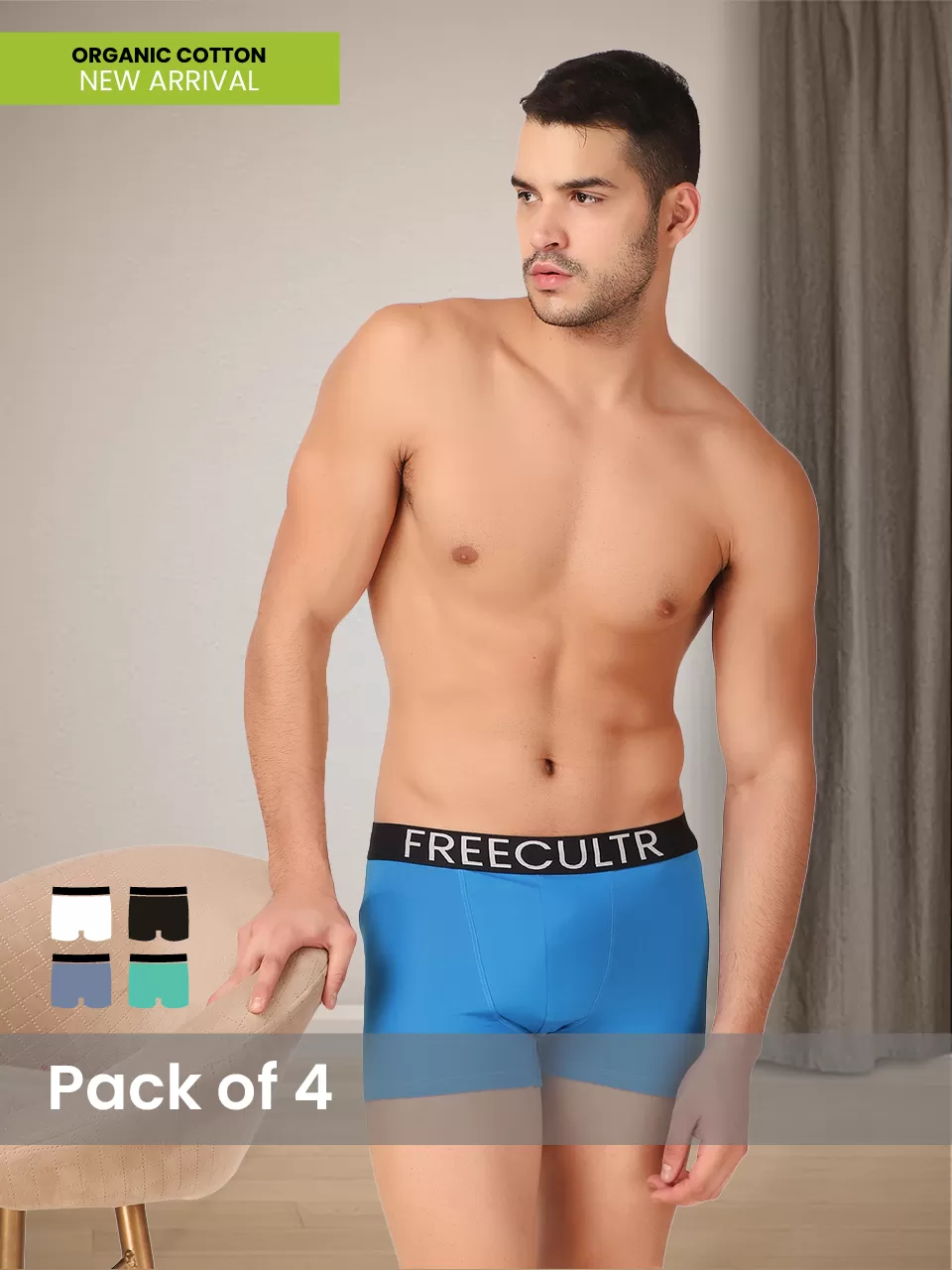 Men's Organic Cotton Trunks Pack of 4