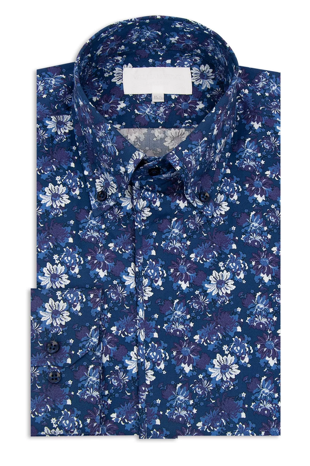 Navy Floral Button Down Collar Shirt