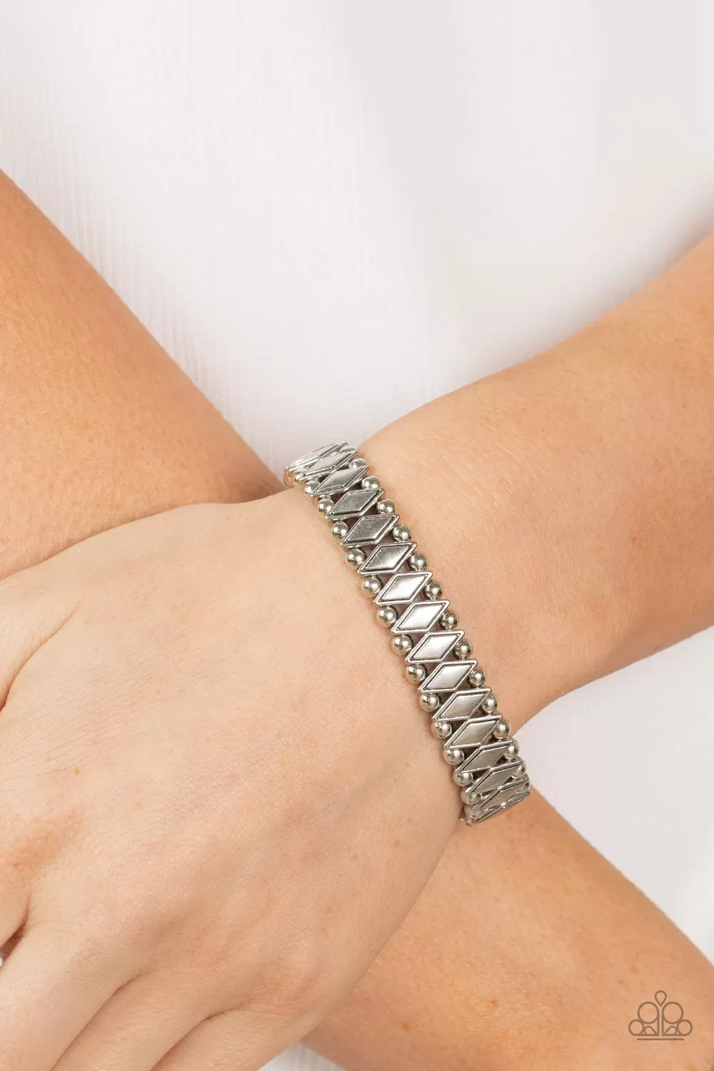 Paparazzi Abstract Advisory Silver Dainty Stretchy Bracelet