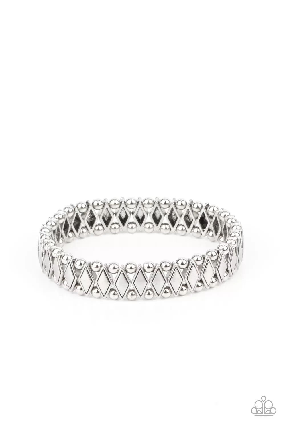 Paparazzi Abstract Advisory Silver Dainty Stretchy Bracelet