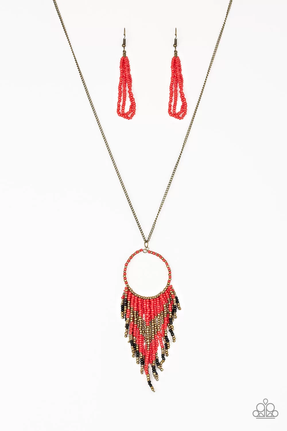 Paparazzi Accessories - Badlands Beauty - Red Seed Bead Necklace