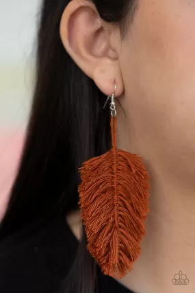 Paparazzi Accessories - Hanging By A Thread - Brown Earrings