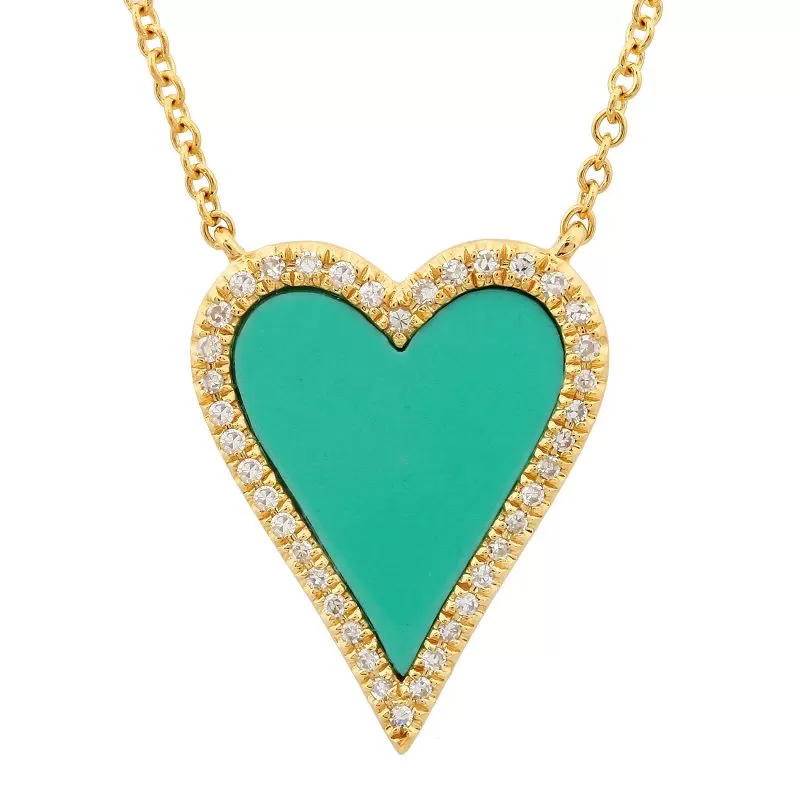 Pave Elongated Enamel Heart Necklace