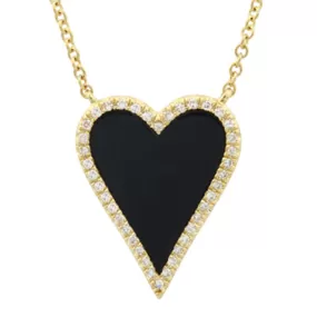 Pave Elongated Enamel Heart Necklace