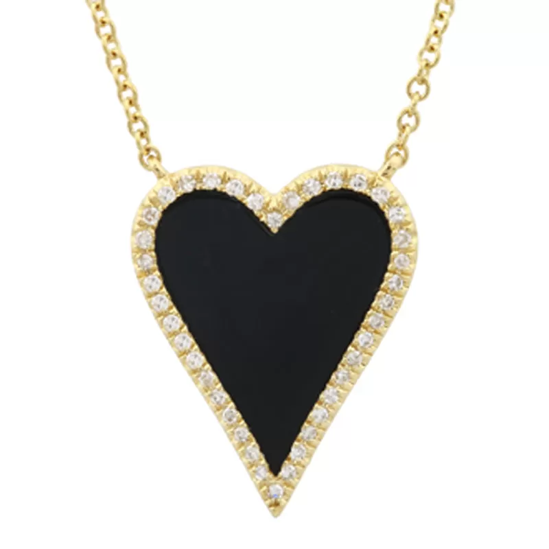 Pave Elongated Enamel Heart Necklace