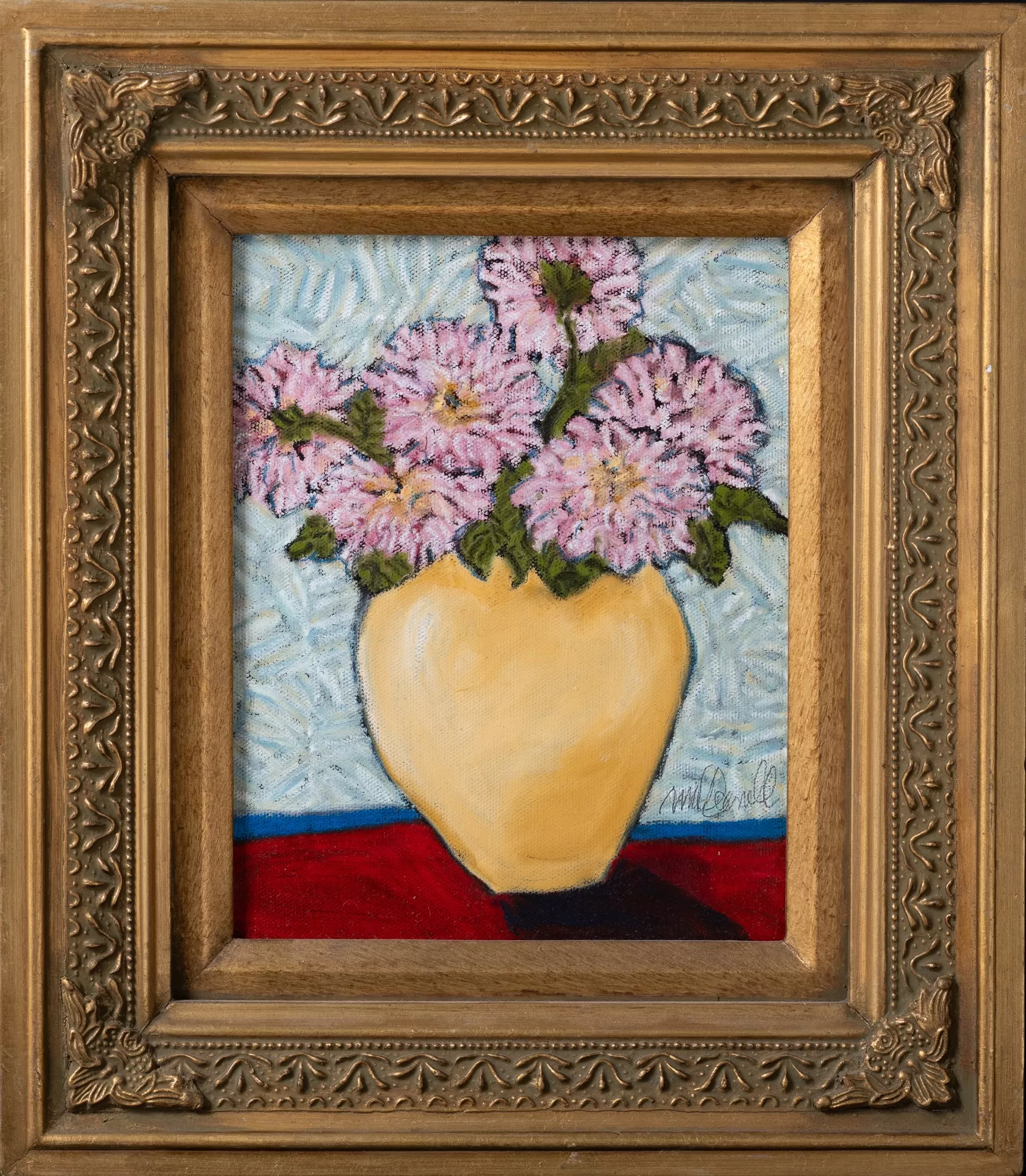 Pink Flowers in Vase Framed Painting