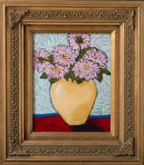 Pink Flowers in Vase Framed Painting