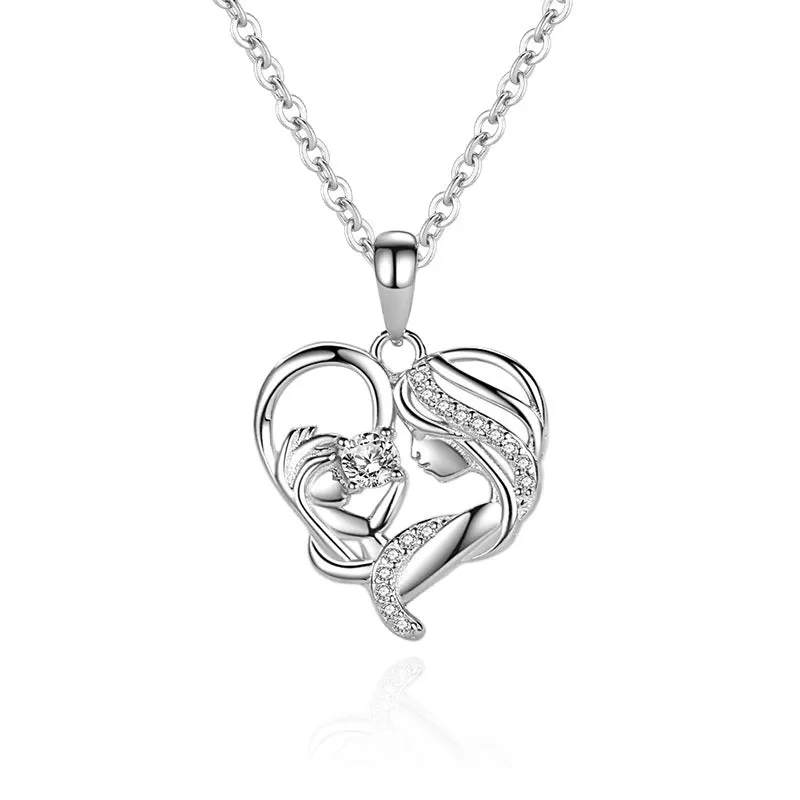 "Mommy's love" Exquisite Heart Design Sterling Silver Pendant Necklace