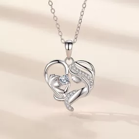 "Mommy's love" Exquisite Heart Design Sterling Silver Pendant Necklace