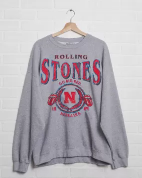 Rolling Stones Huskers College Seal Gray Thrifted Sweatshirt