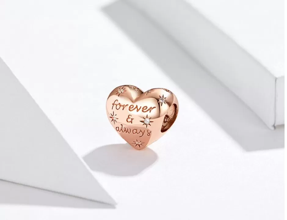 Rose Gold Starry Sky Forever & Always Charm in 925 Sterling Silver