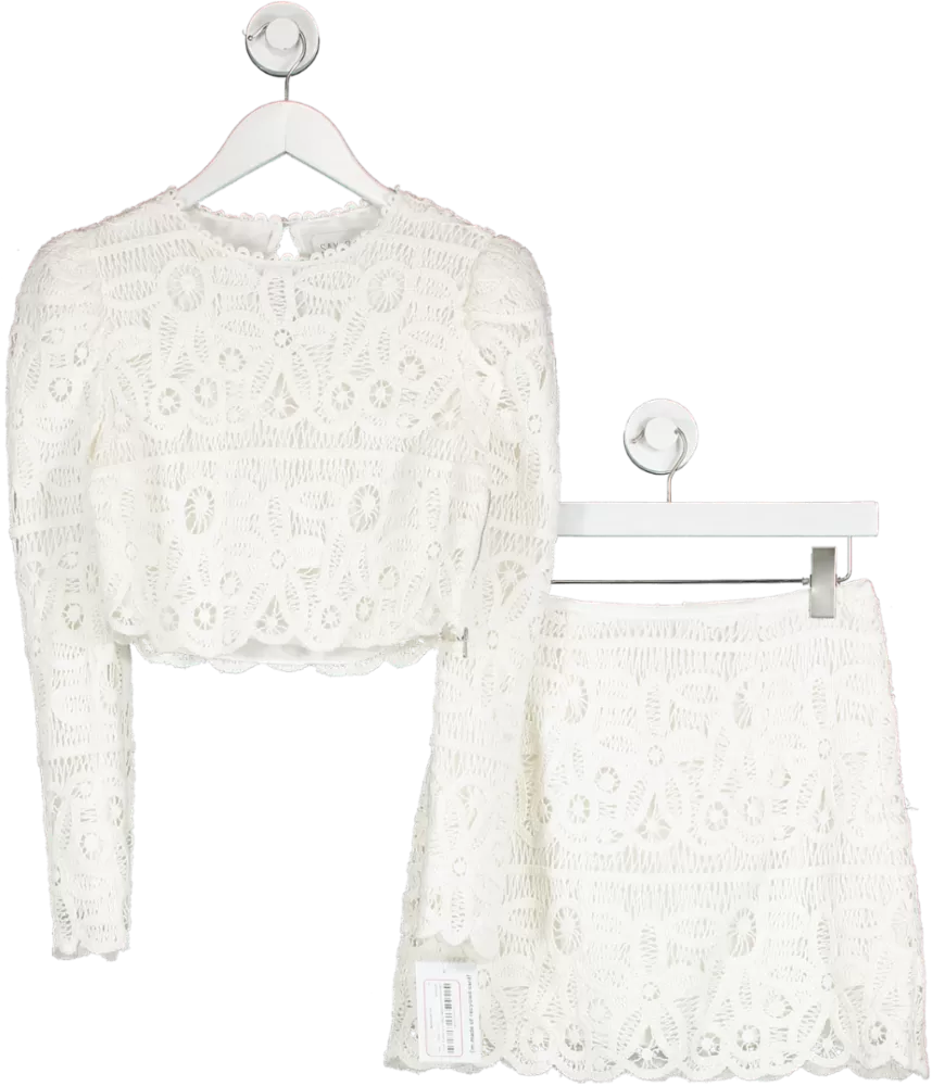 Saylor White Bernie Lace 2-PIECE TOP & SKIRT Set UK S