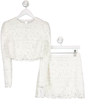 Saylor White Bernie Lace 2-PIECE TOP & SKIRT Set UK S