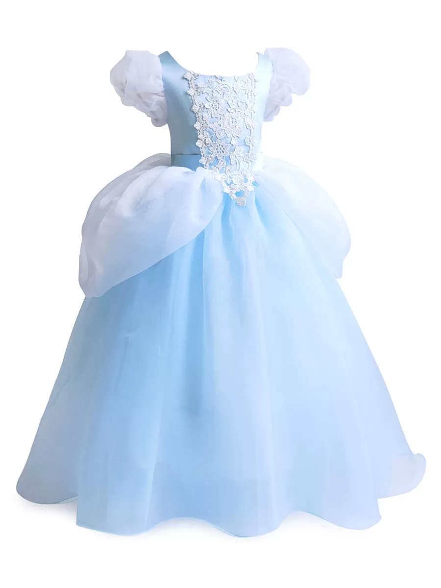 Short Sleeves Pleated Kids Party Dresses Flower Girl Dresses Jewel Neck