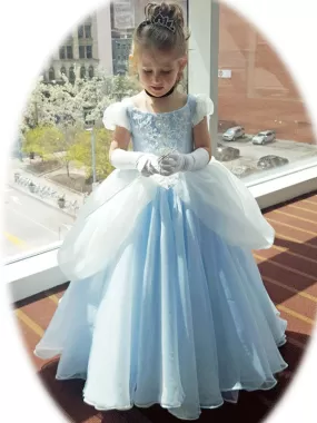 Short Sleeves Pleated Kids Party Dresses Flower Girl Dresses Jewel Neck