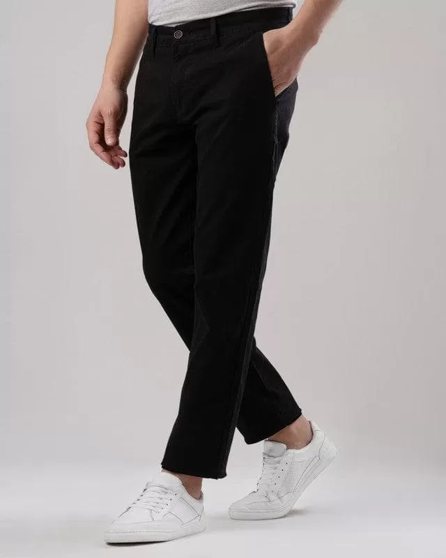 SLIM FIT CHINO TROUSERS  - BLACK