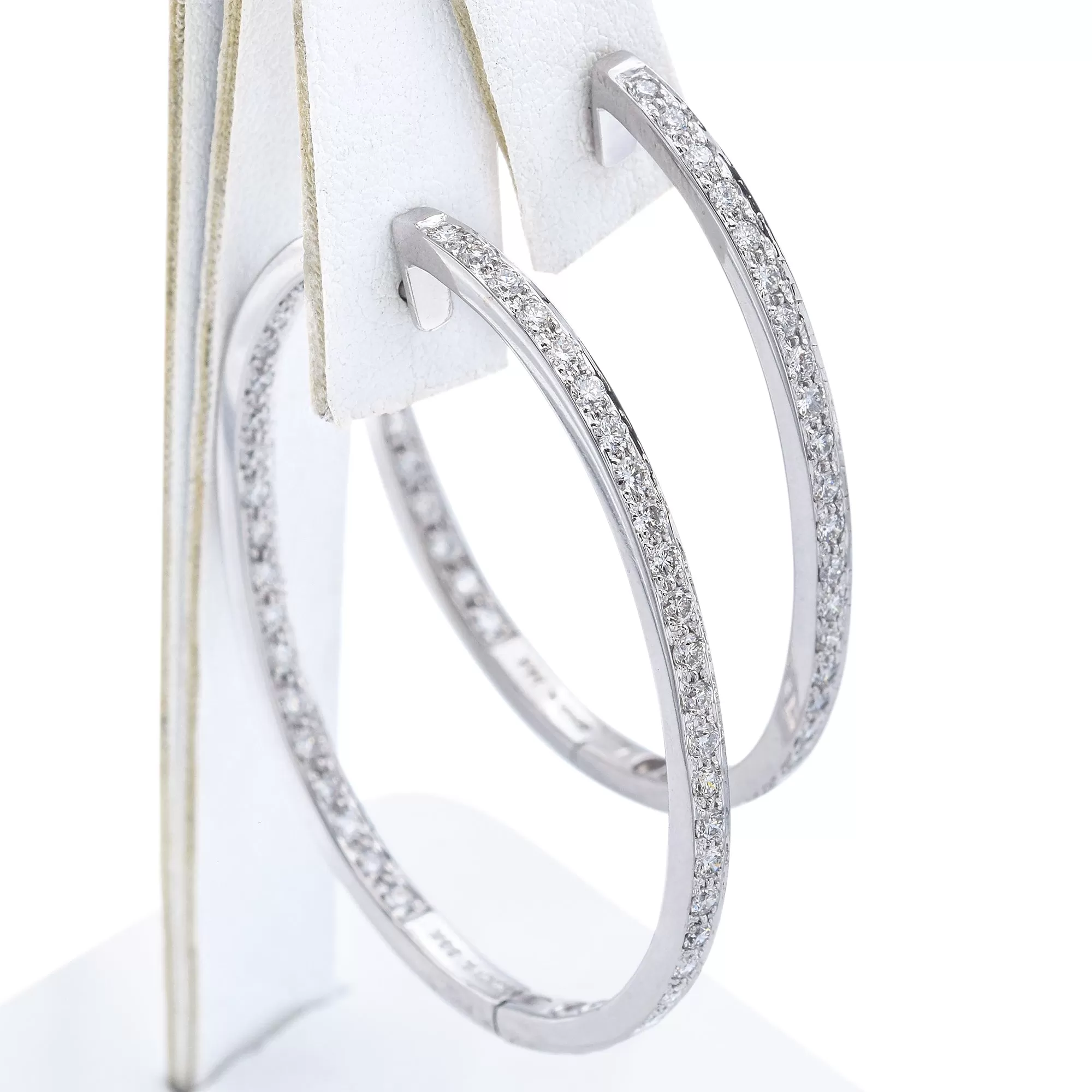 Sonia B 14K White Gold 2.40 TCW Diamond Oval Hoop Earrings