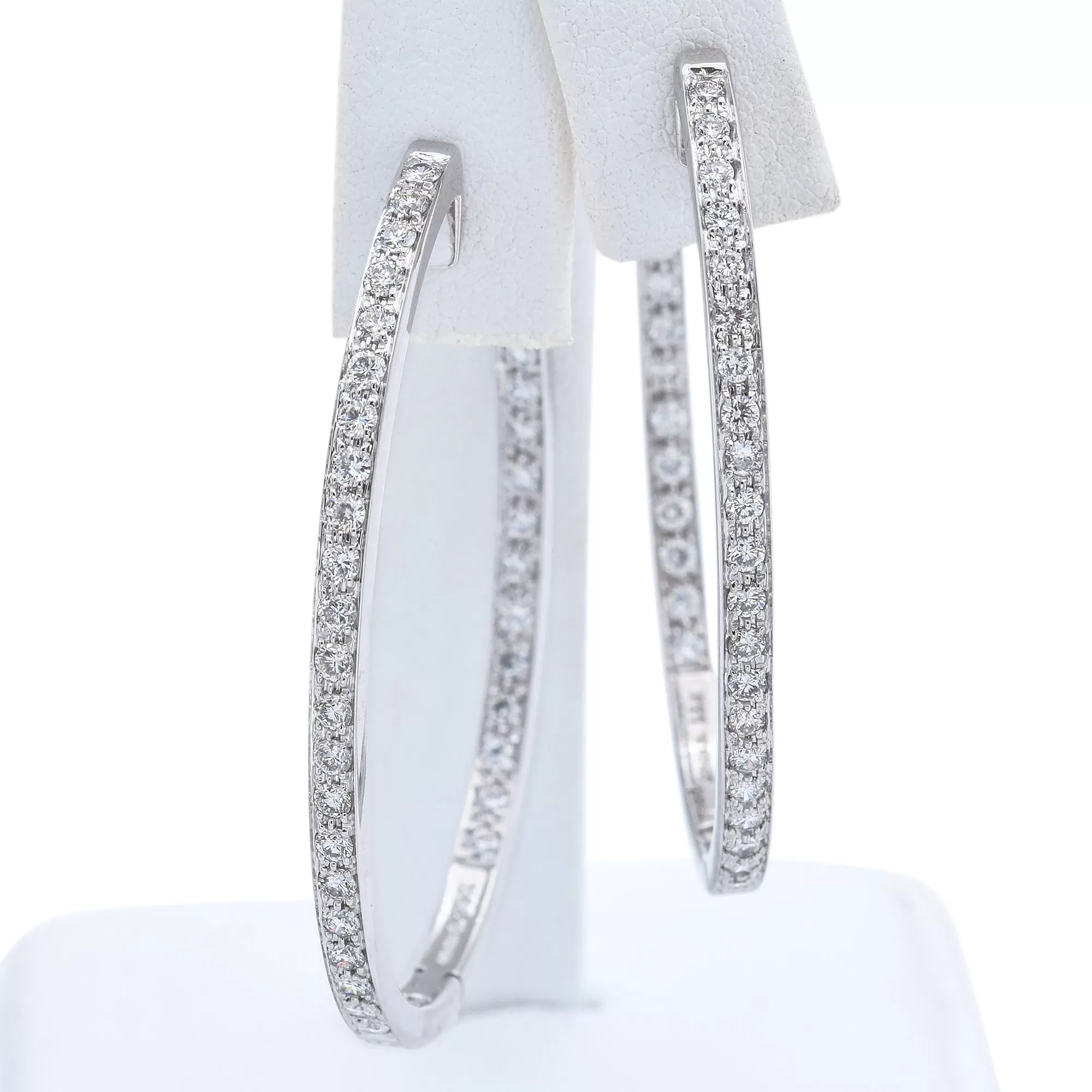 Sonia B 14K White Gold 2.40 TCW Diamond Oval Hoop Earrings