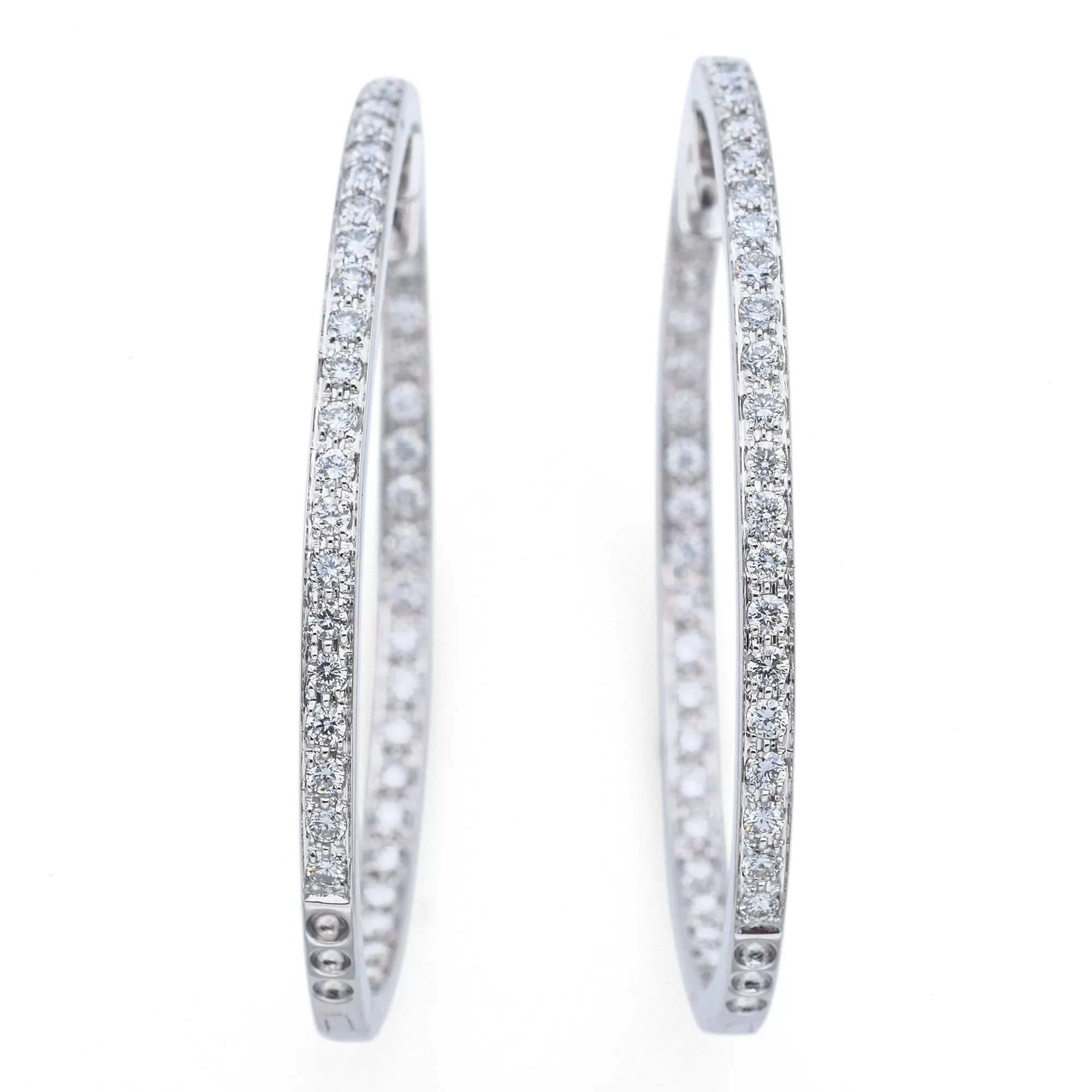 Sonia B 14K White Gold 2.40 TCW Diamond Oval Hoop Earrings