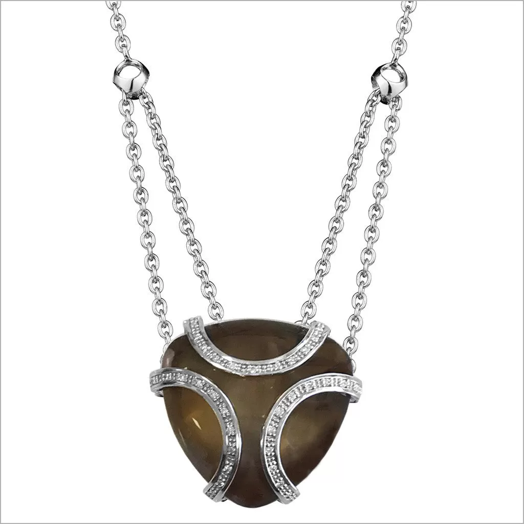 Spirit Smoky Quartz & Diamond Necklace in Sterling Silver