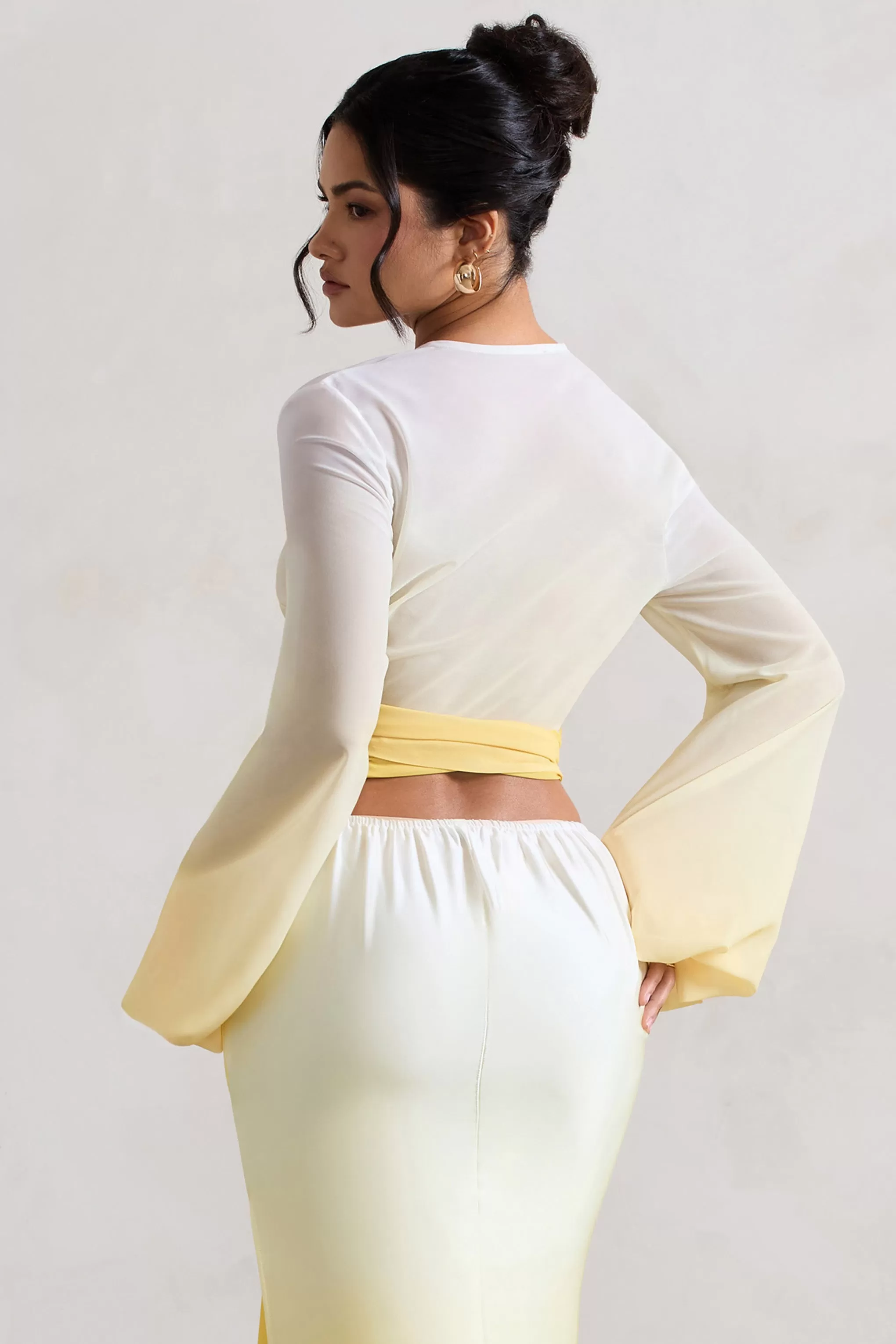 Sun Seeker | Yellow Ombre Flared-Sleeve Wrap Top