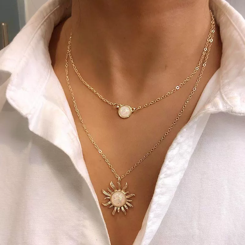 Sunflower Opal Layered Necklace