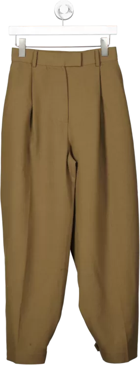 The Frankie Shop  Brown Pleated Len Strap Trousers UK XS