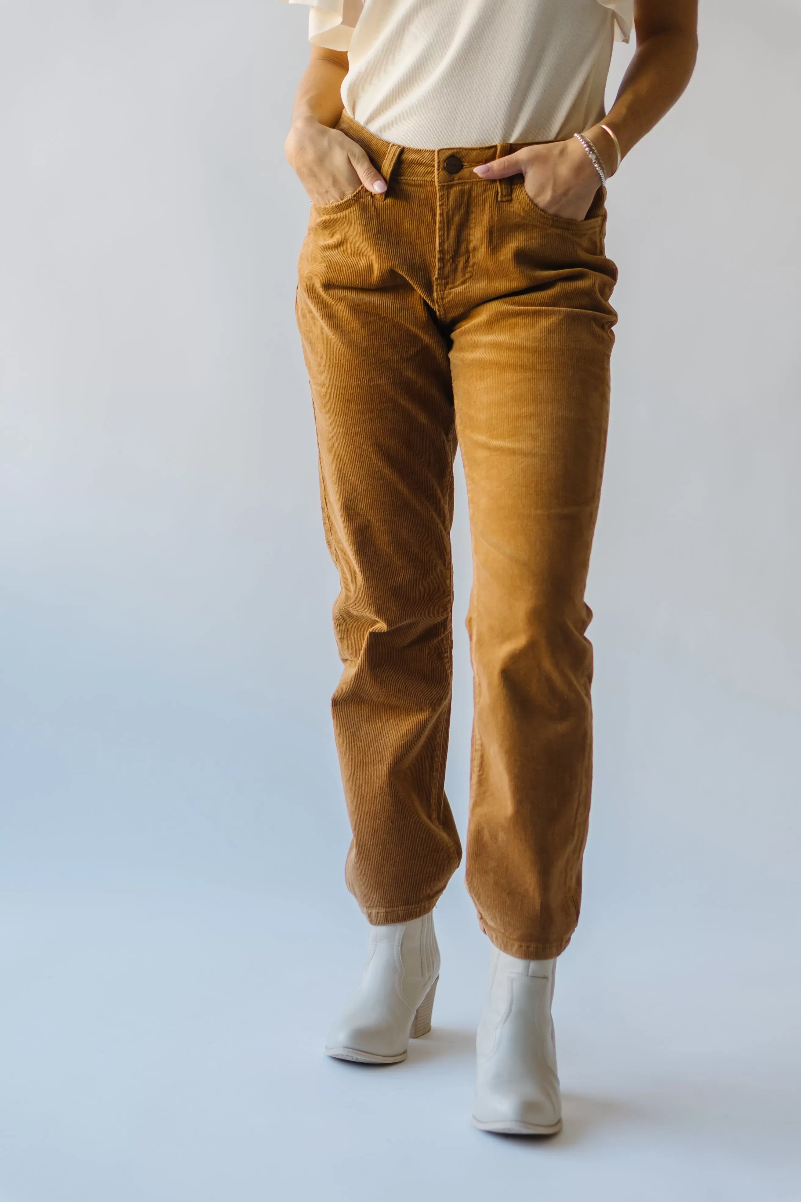 The Fridley Mid Rise Ankle Straight Jean in Camel