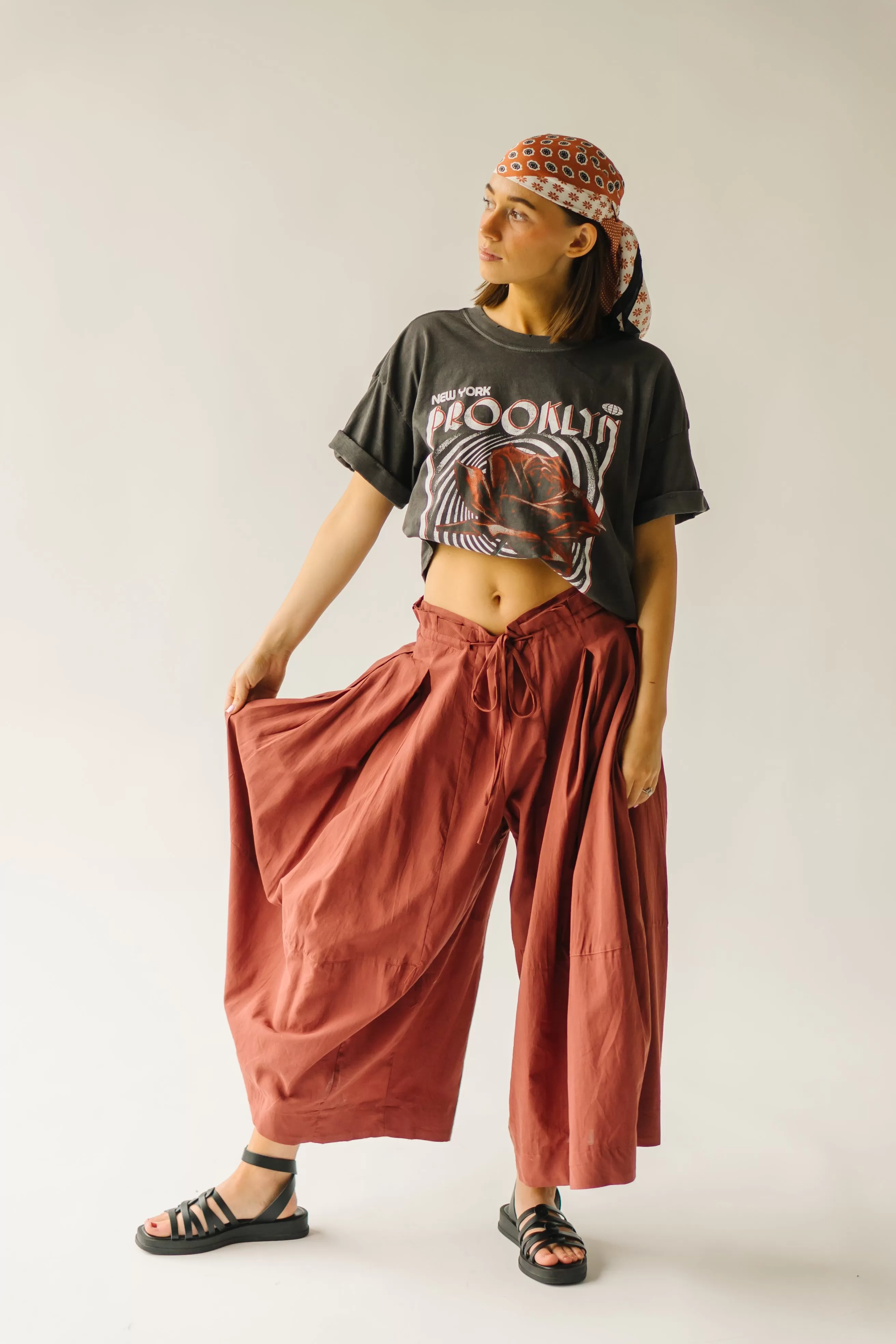 The Melhart Wide Leg Pant in Rust