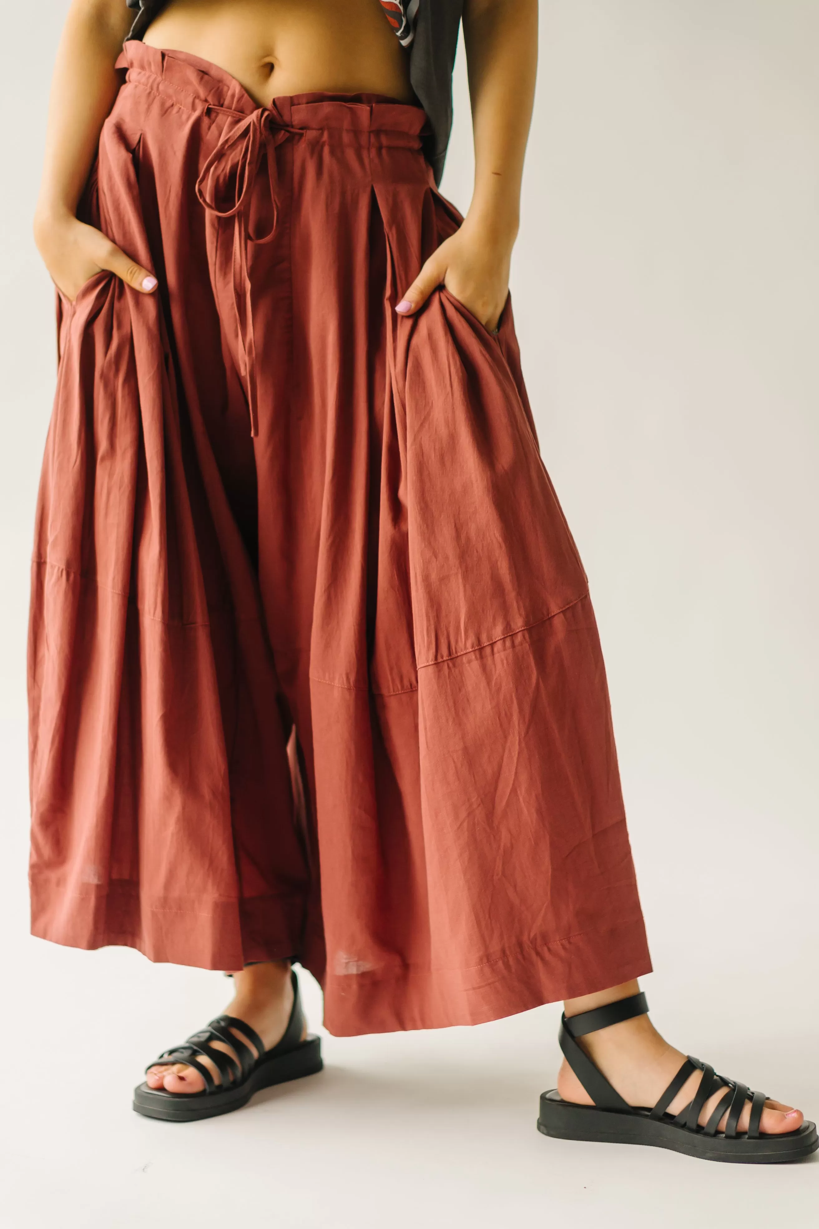 The Melhart Wide Leg Pant in Rust