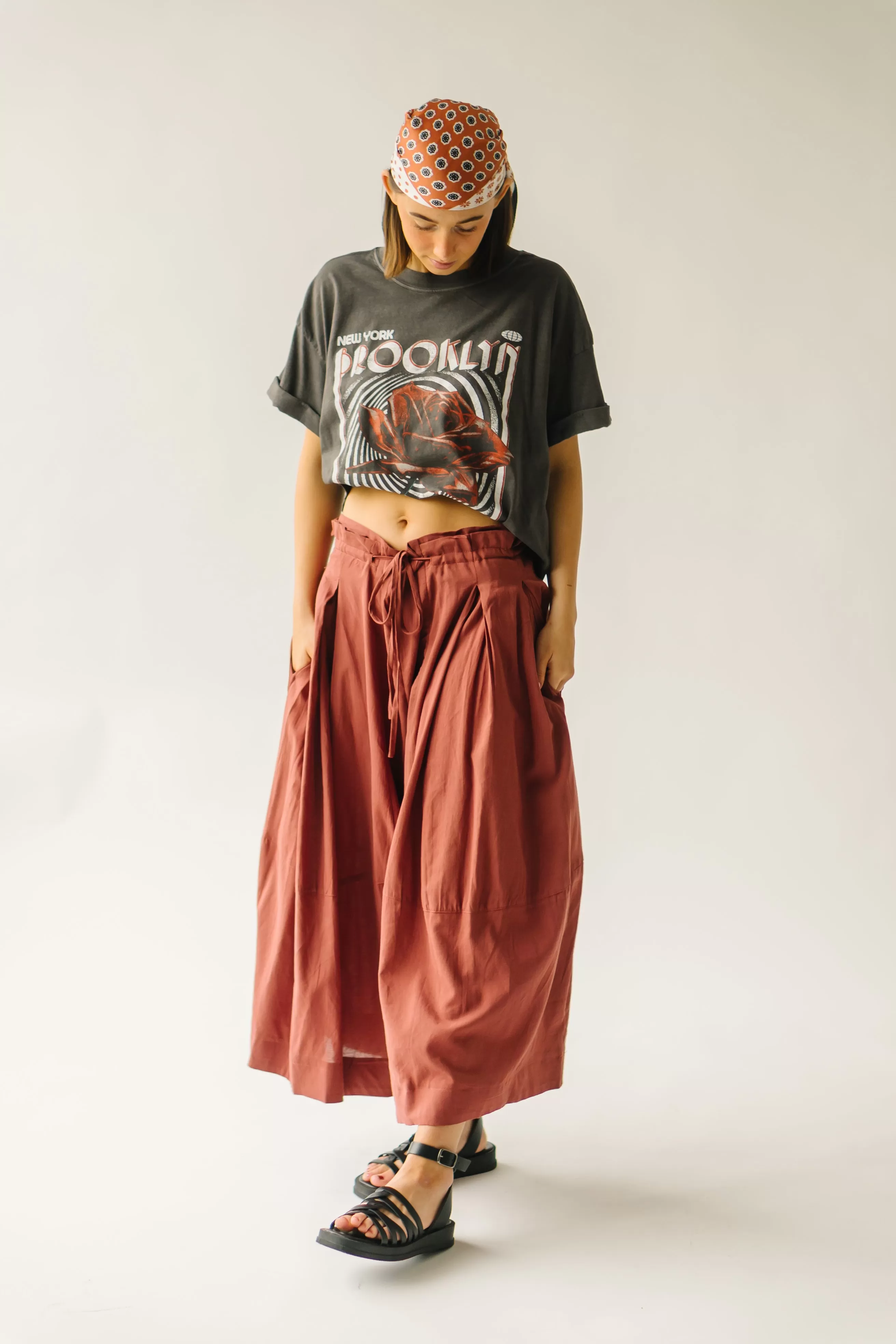 The Melhart Wide Leg Pant in Rust