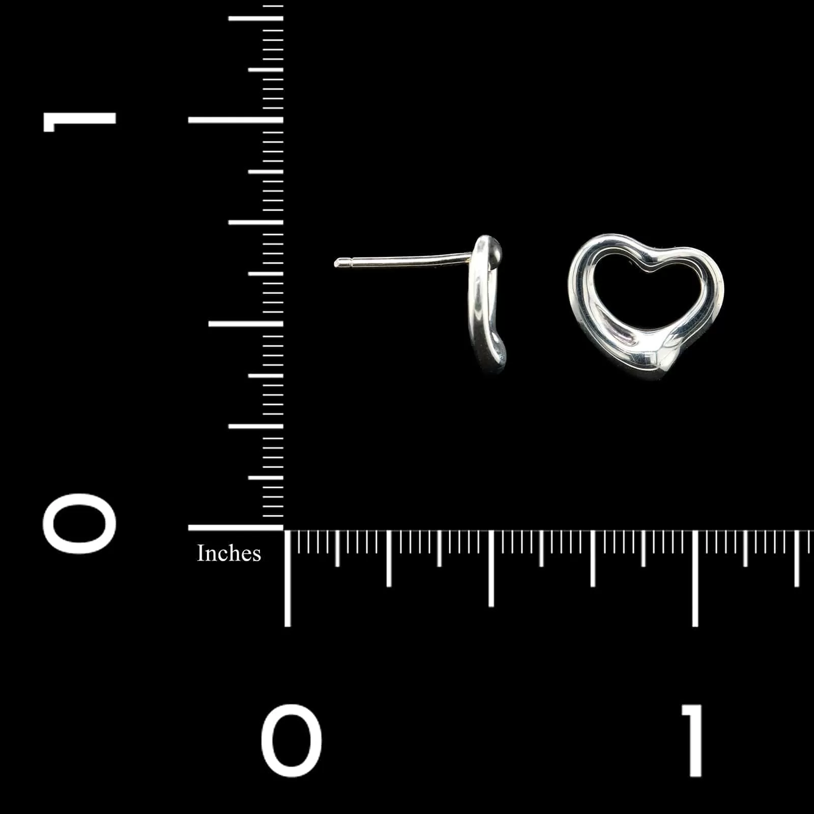 Tiffany & Co. Elsa Peretti Sterling Silver Estate Open Heart Stud Earrings