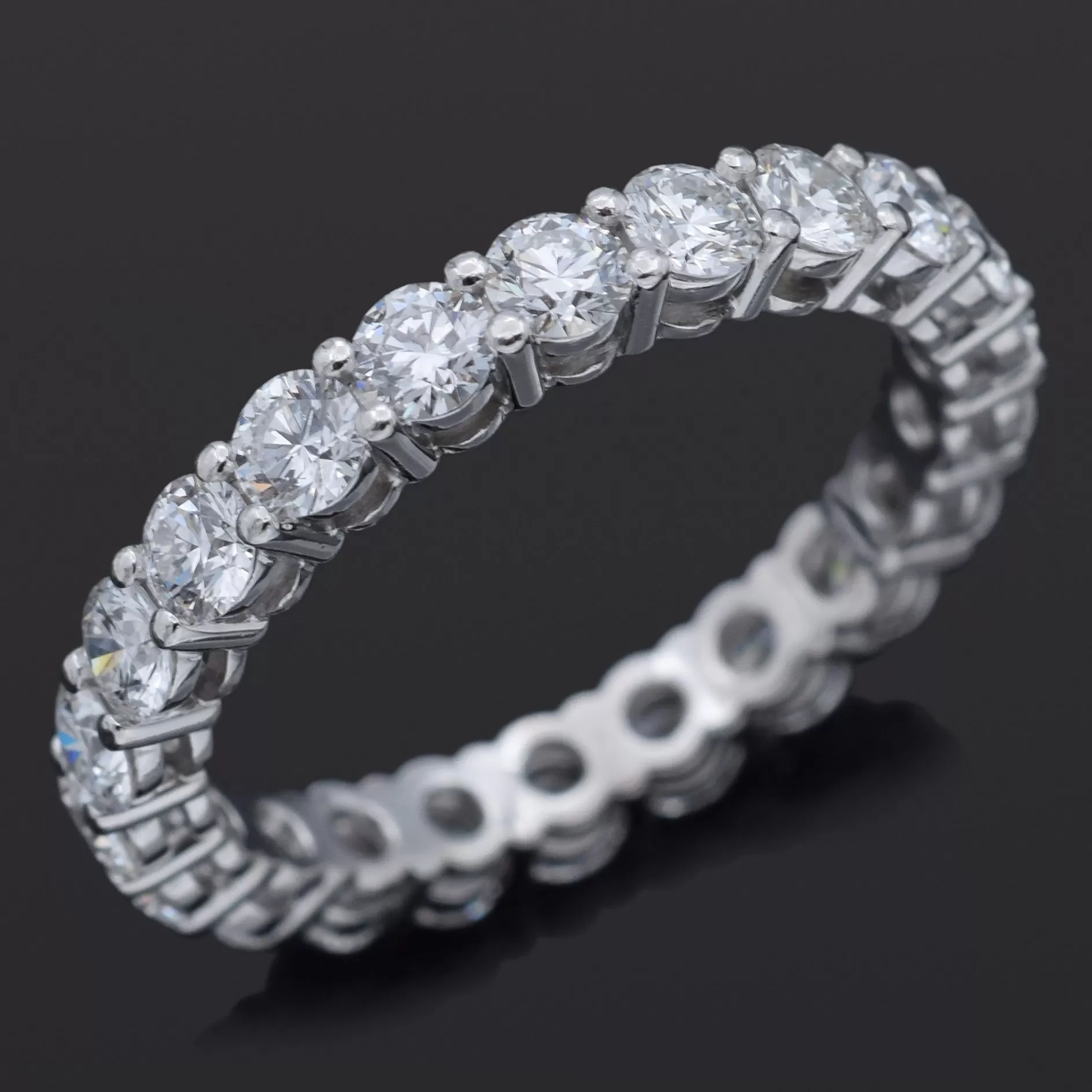 Tiffany & Co. Platinum 2.20 TCW Diamond Eternity Band Ring Size 6