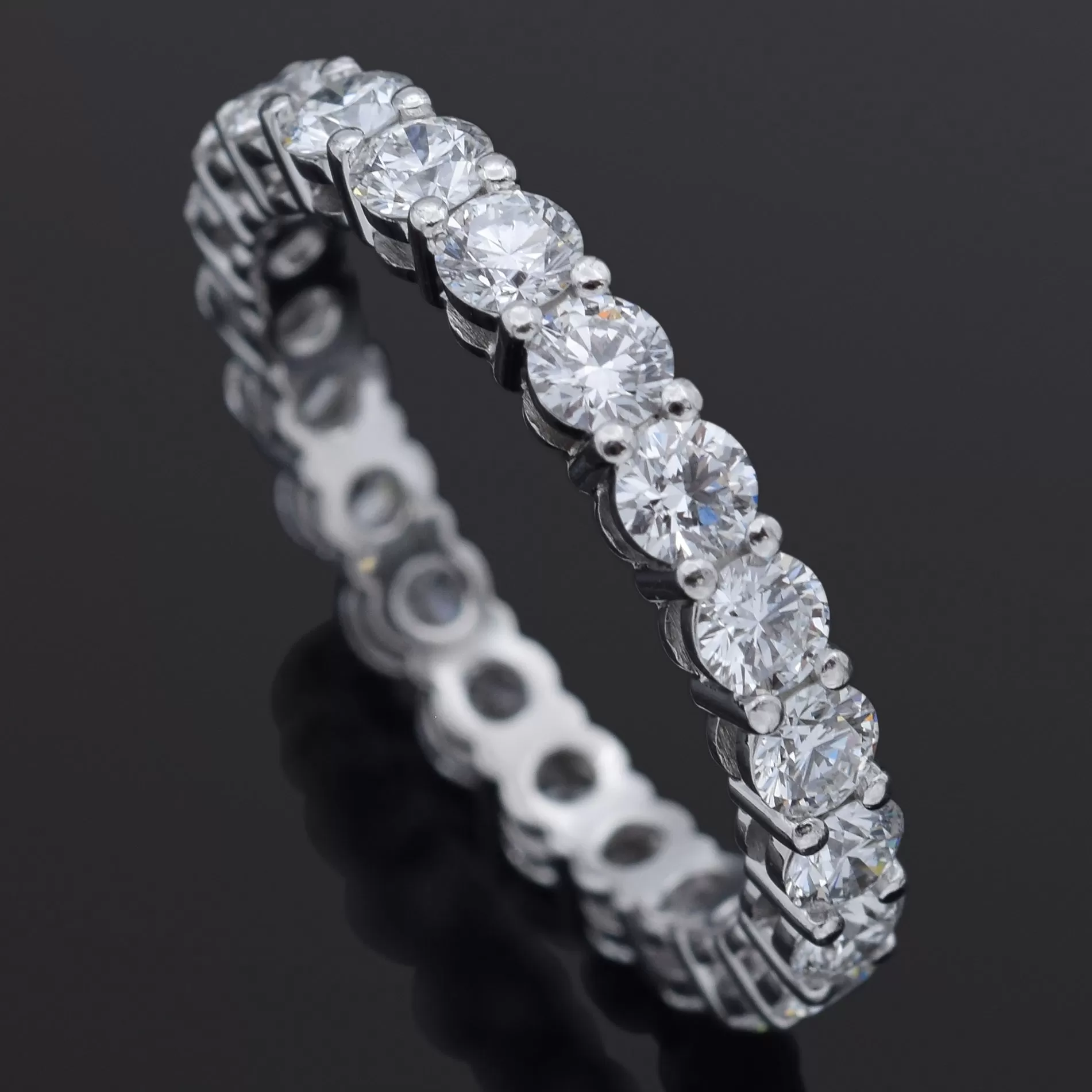 Tiffany & Co. Platinum 2.20 TCW Diamond Eternity Band Ring Size 6