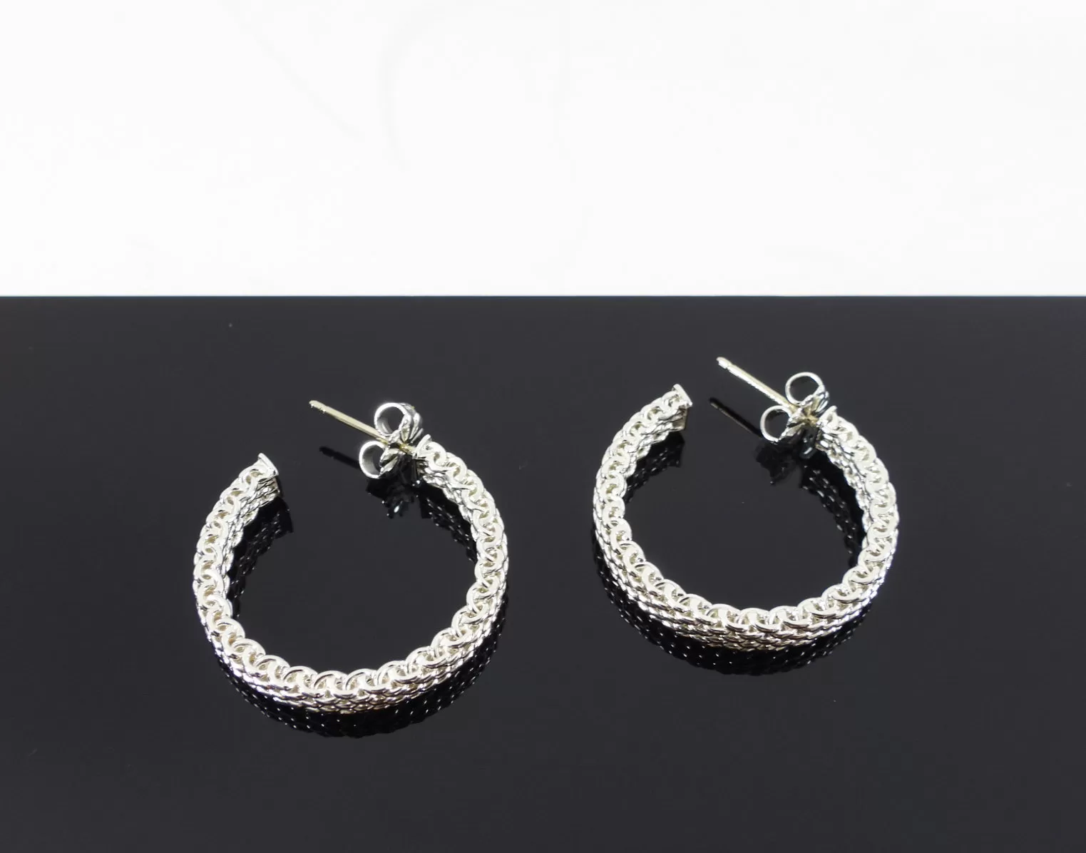 Tiffany & Co.  Sterling Silver Somerset Mesh Hoop Earrings