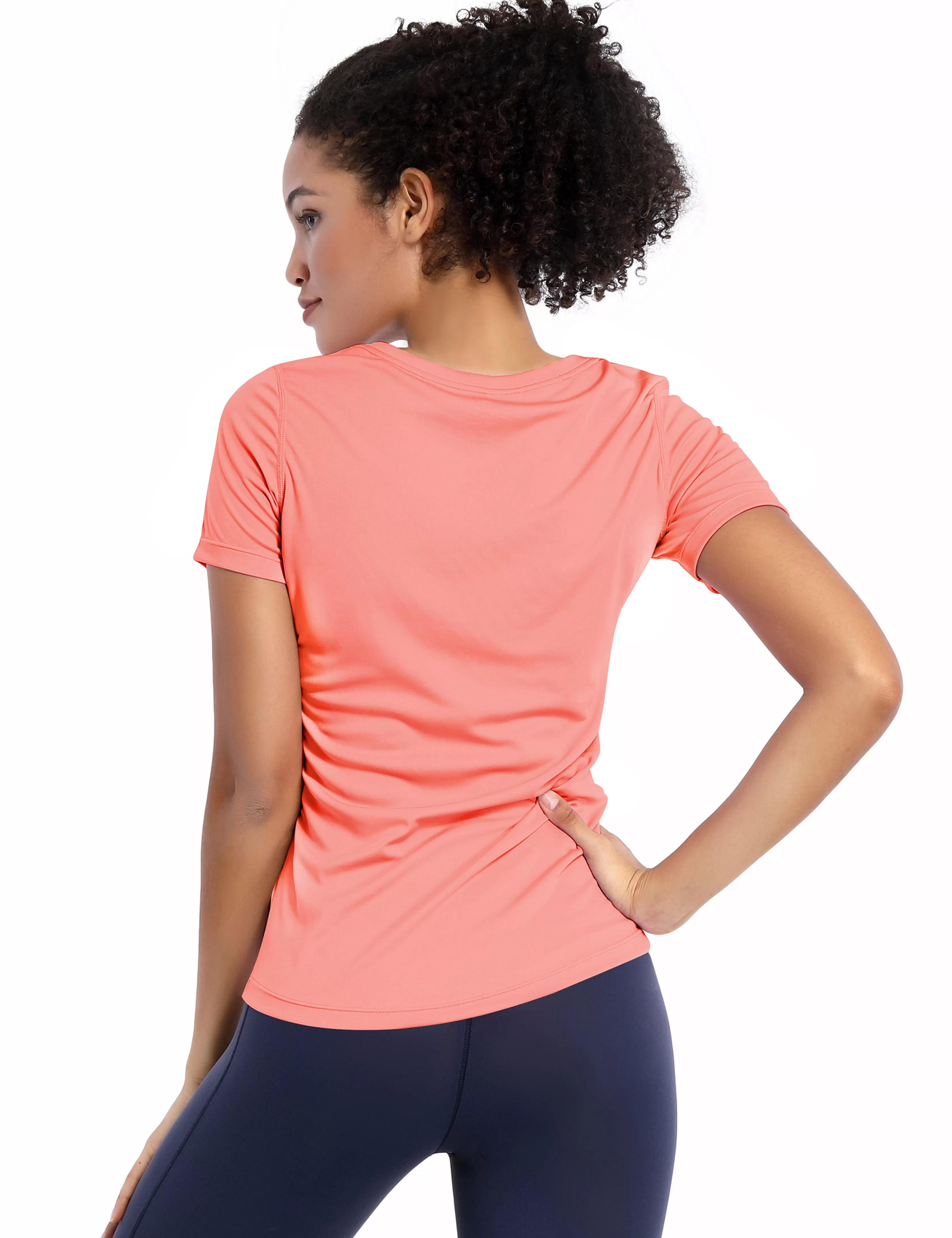 V-Neck Short Sleeve Athletic Shirts coral