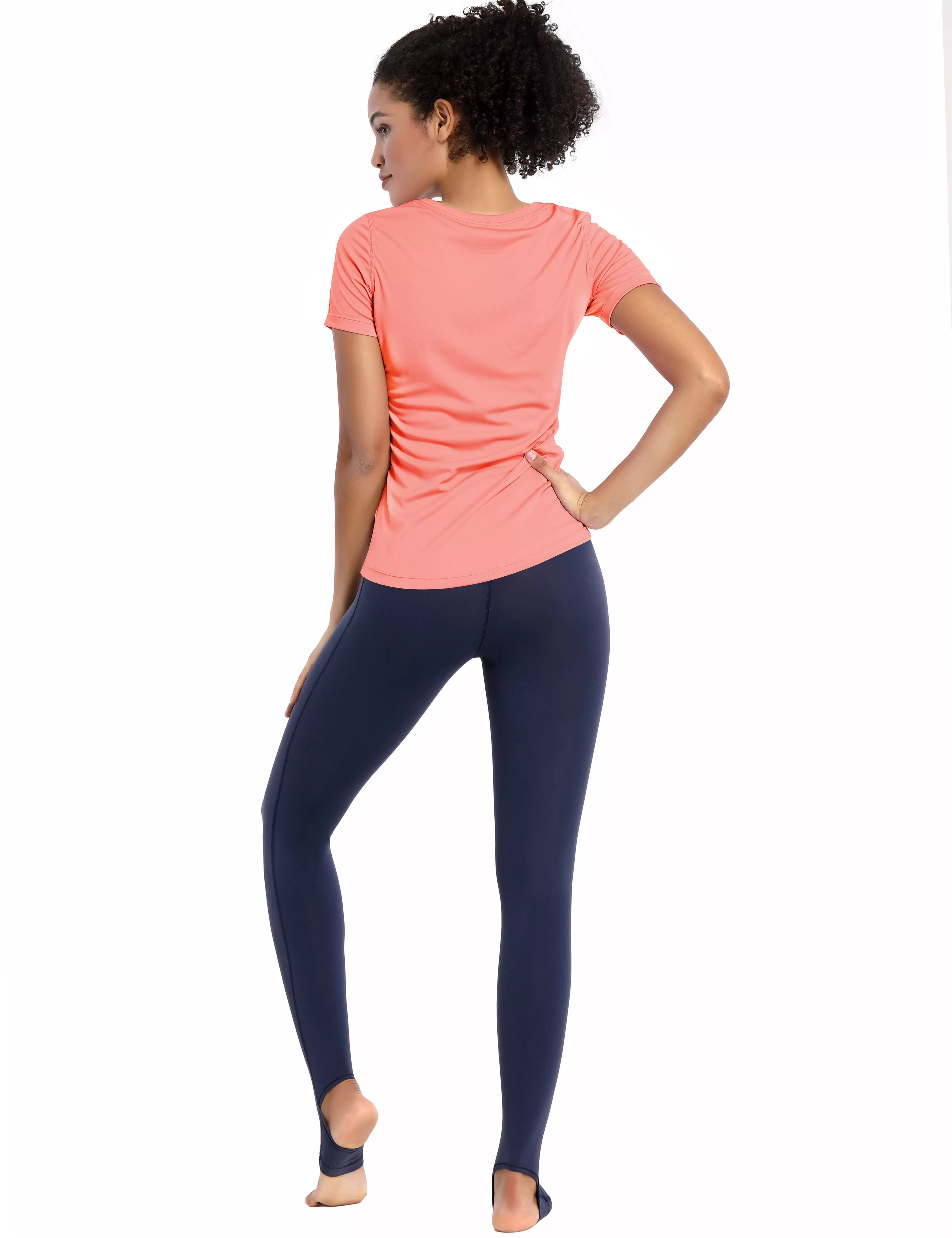 V-Neck Short Sleeve Athletic Shirts coral