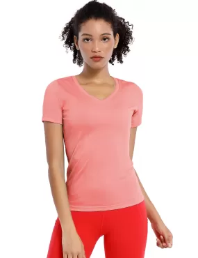 V-Neck Short Sleeve Athletic Shirts coral