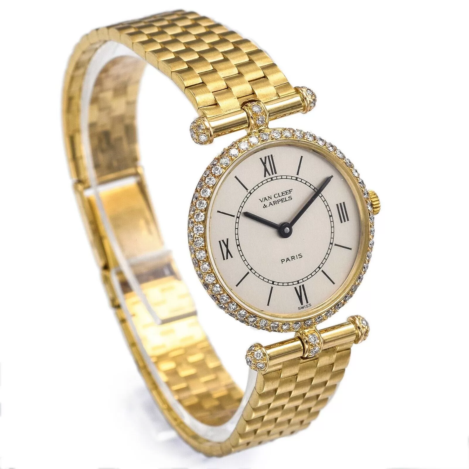 Van Cleef & Arpels 18K Gold Diamond Classique Women's Quartz Watch 24.5 mm