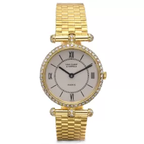 Van Cleef & Arpels 18K Gold Diamond Classique Women's Quartz Watch 24.5 mm