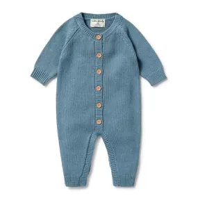 Wilson & Frenchy Knitted Button Growsuit - Bluestone