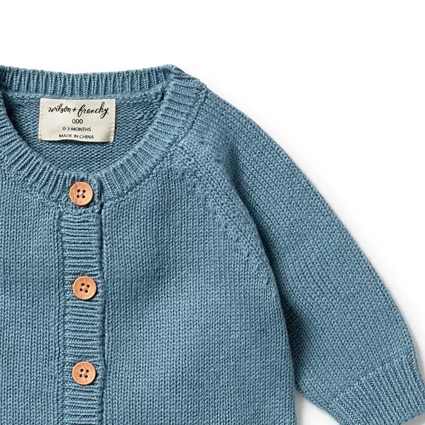 Wilson & Frenchy Knitted Button Growsuit - Bluestone