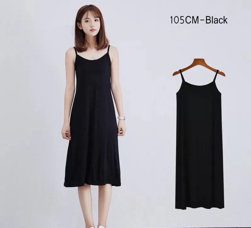 Women's Modal Full Slip Dress Spaghetti strap Vest Skirt 90 to 120cm Long Under dress Camisoles slips Inner Petticoat