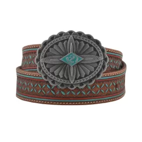 Women's Myra Crystals Hand-Tooled Leather Belt