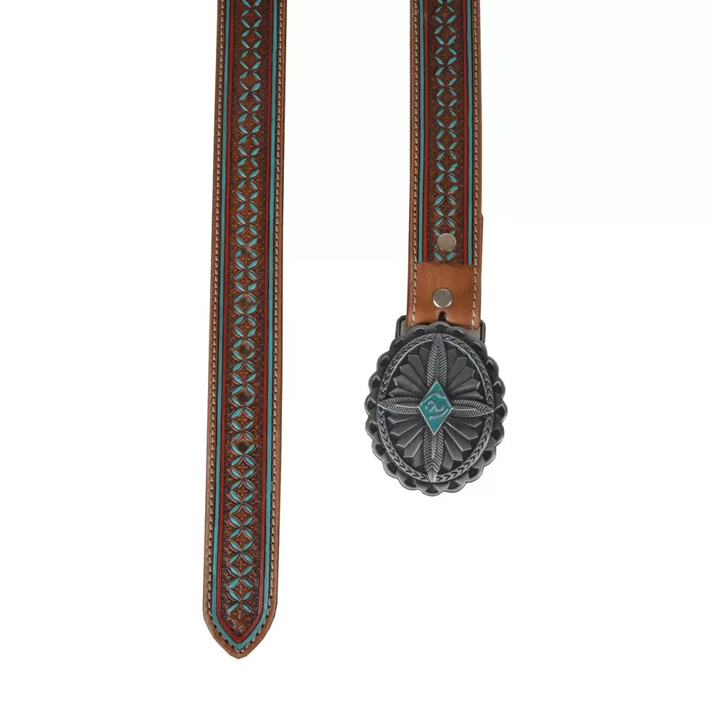 Women's Myra Crystals Hand-Tooled Leather Belt