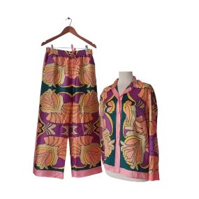 ZARA Multi-coloured Printed Satin Co-ord Set | Gently used |